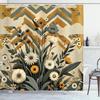 Floral Eucalyptus Shower Curtain, Flowers Clouds Zigzags With Mid Century Modern Boho Influences, Cloth Fabric Bathroo