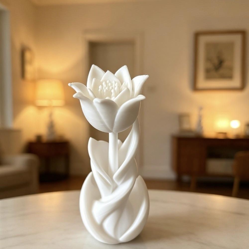 Desk Decor Spiral Tulip Statue 3D Printed Miniature Decoration Best Wishes Tulip Ornament Wedding
