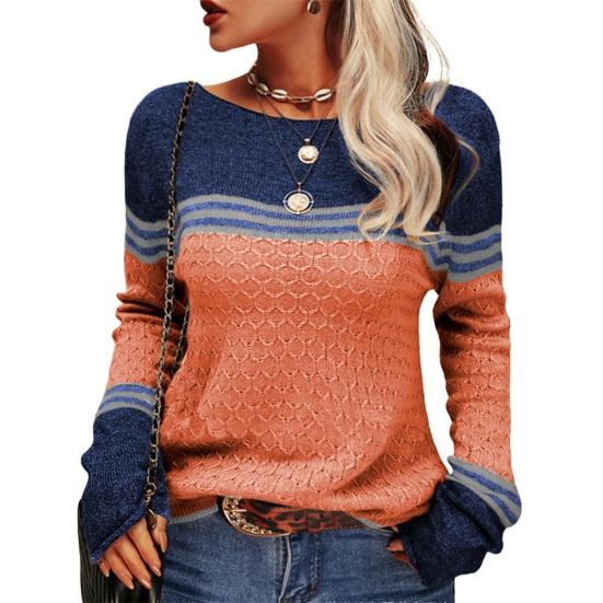 Pull Femme Manches Longues Rayé - Col Rond, Coupe Ample, Doux Et Chaud Pour L'hiver - 10