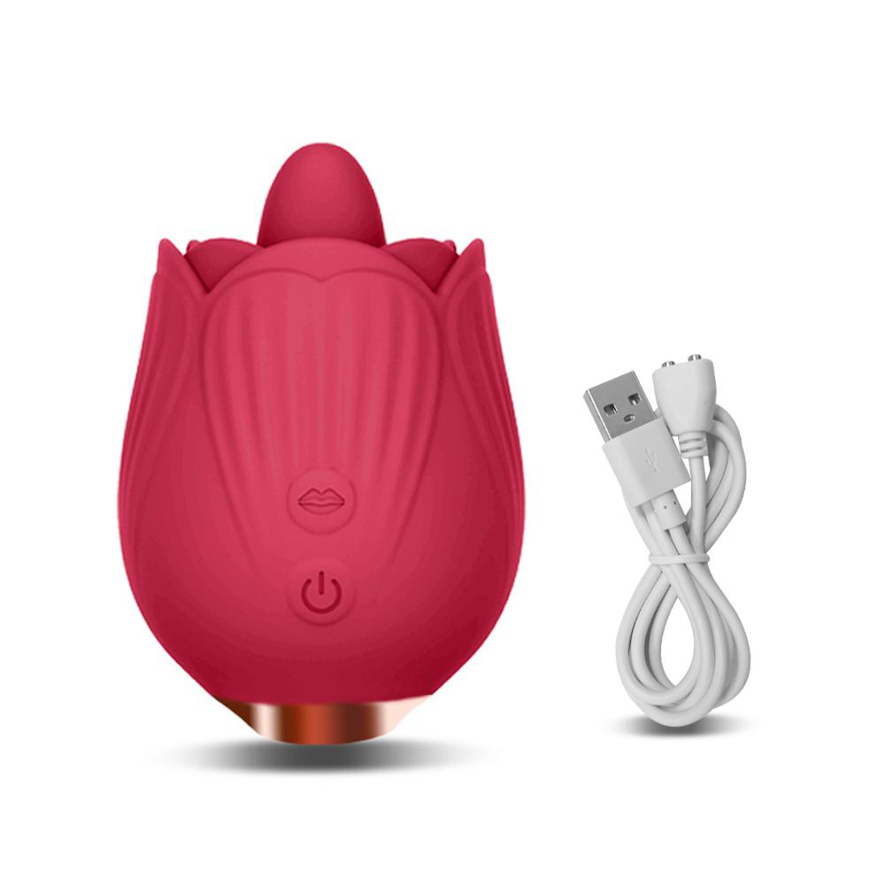 Rose-Licking Thrusting Dildo Vibrator for Women Nipple Clit Stimulator Vibrating Egg Tongue Lick Clitoris Sucker Sex Toy