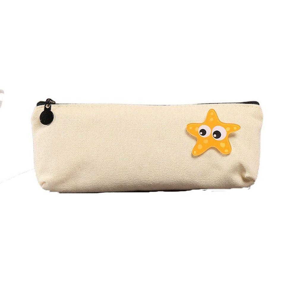 

Korean Style Large Capacity Pen Bag Cute Pencil Storage Bag Cartoon Pencil Case School Supplies бежевий
