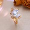 seniko Natürliche Süßwasser Perle Ringe Für Frauen Mode Weibliche Zirkonia CZ Blume Ring Perle Schmuck Einstellbare Ring