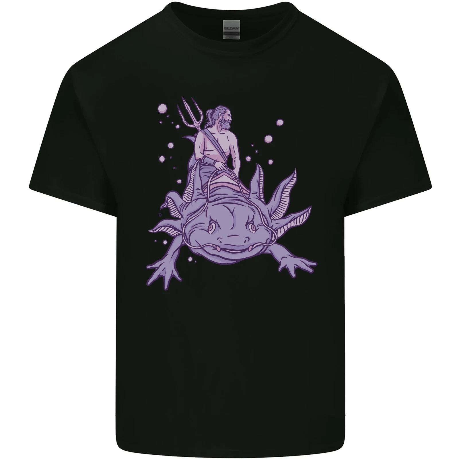 

Poseidon Riding an Axolotl Kids T-Shirt Childrens S