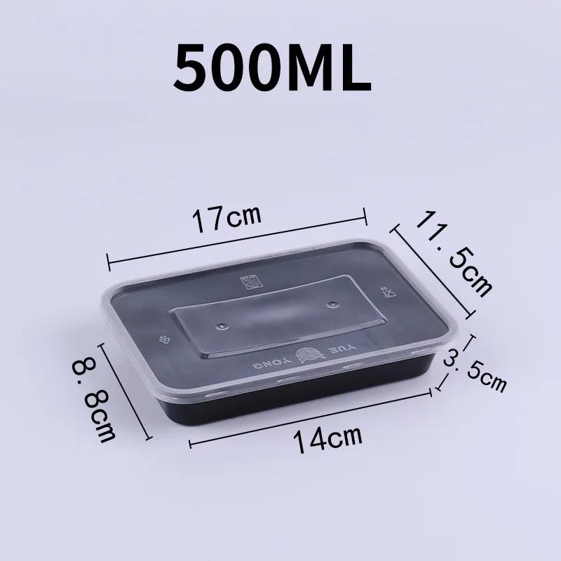 1/10PCS Plastic Disposable Food Containers Black Take out Containers With Kitchen Fridge Storage Boxes Lid for Salads Sandwiches
