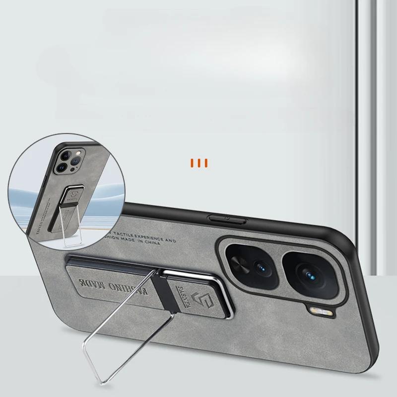 Sheepskin Leather Phone Case for IQOO NEO 10 Pro Neo10 9s Pro Plus Slim Matte Stand Holder Back Cover for Iqoo Neo 10pro Neo9 Magnetic Kickstand Case