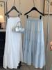 Korean Style White A-line Puffy Skirt: Women's High Waist Mid-length for Spring, Summer, Autumn 2026