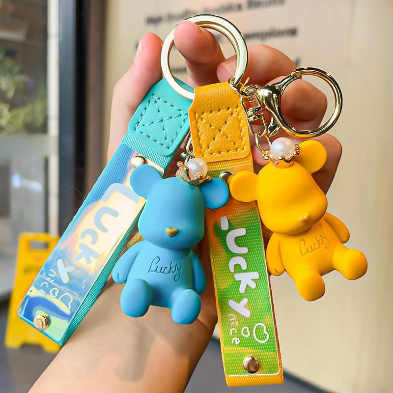 Teddy Cartoon Angel Bear Keychain Resin Cute Keyring Perfect For Celebrations And Gifts