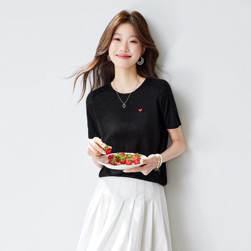 Srcr Women s Thin Wool Knit Short-Sleeved T-Shirt M