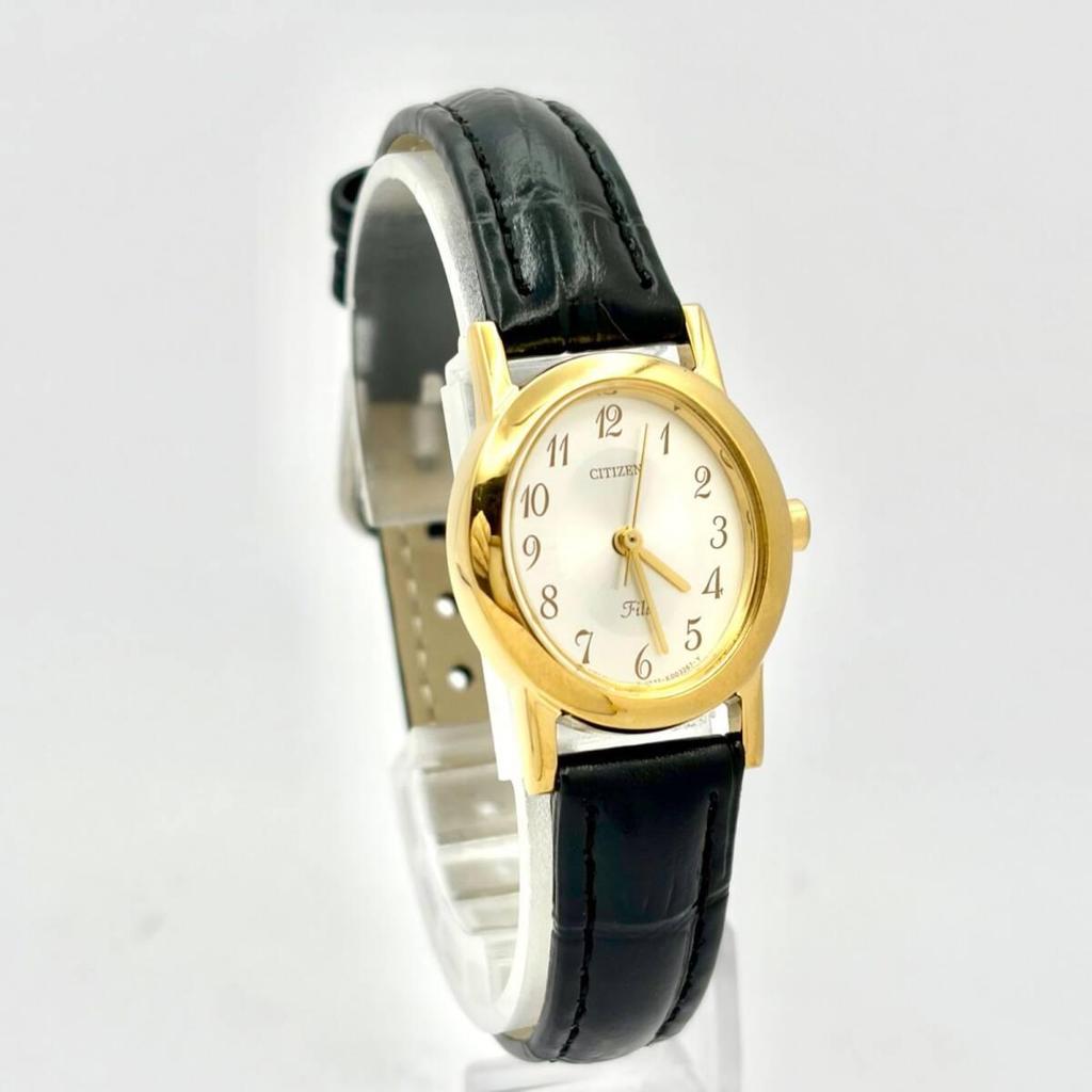 Used [New battery] CITIZEN Fill Gold Women's Watch Oval 1032-K001897 2D0695 New Belt