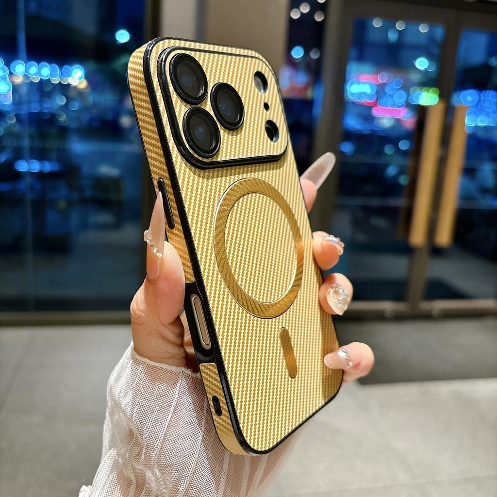 17 Applicable to iphone16pm side sticker large window carbon fiber magnetic suction 15plus apple 14 anti-drop 13 mobile phone case