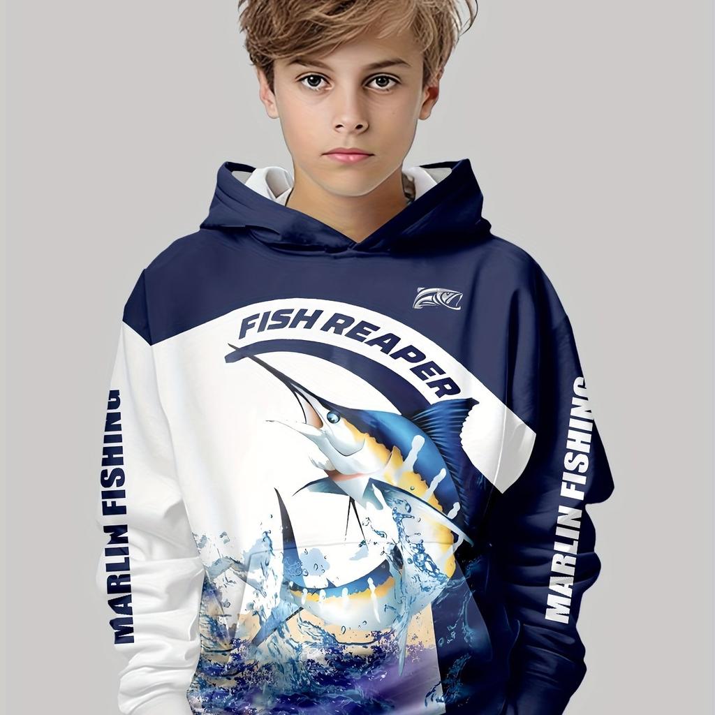 Spring Kids Clothes Boys Hoodies Long Sleeve Creative 3D Fish Print Children Clothes Casual Stylish Outdoor Girl Clothing