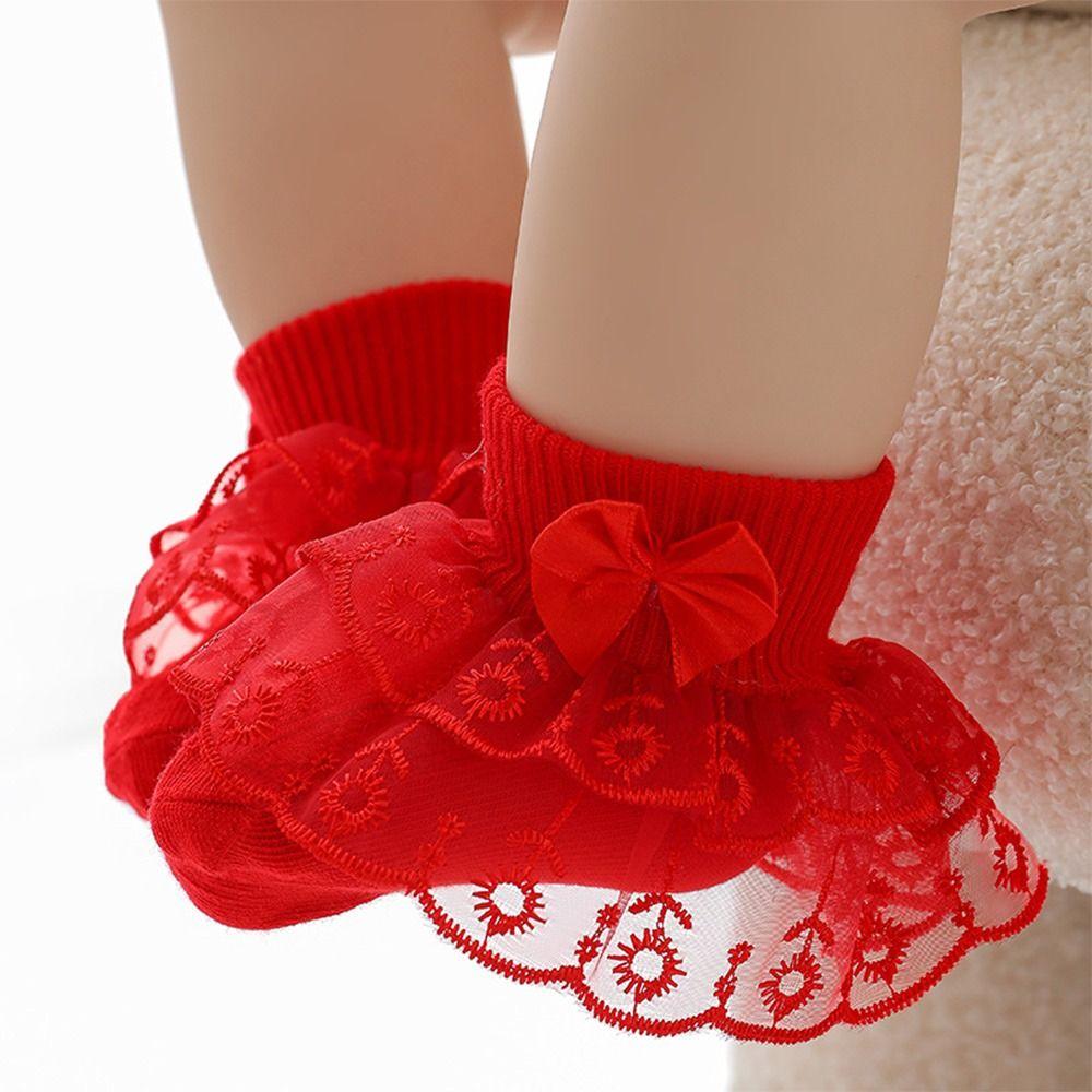 Super Soft Toddler Ruffle Ankle Socks Double-Layer Princess Dress Socks Infant Bow Socks