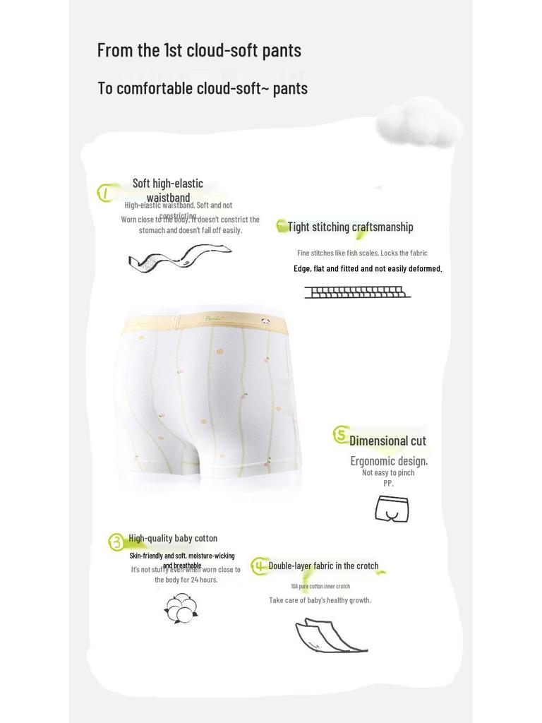 Antibacterial Girls' Pure Cotton Boxer Briefs - Class A, 100% Cotton Crotch, for Middle and Older Children