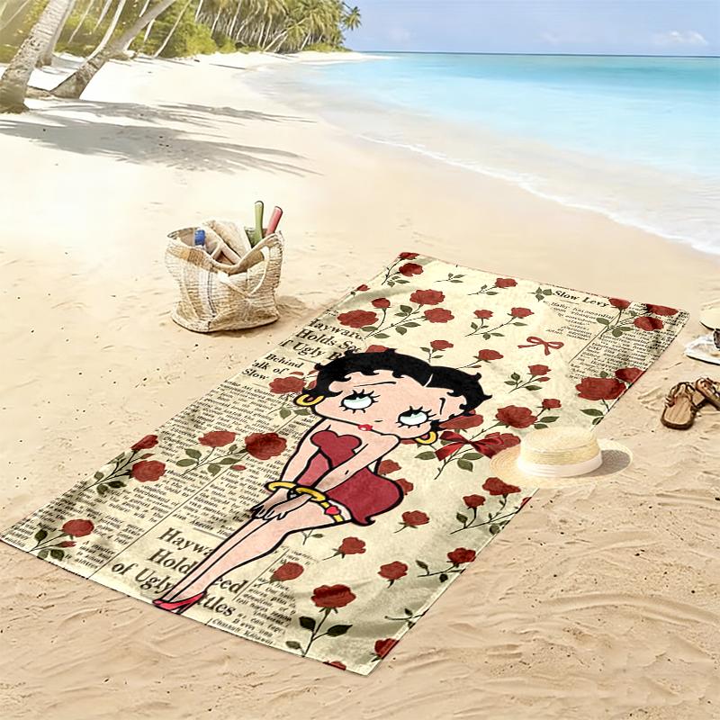Betty Boop Beach Towel Suitable for Travel, Outdoor Activities, Swimming Pools, Yoga, Surfing, Camping, Hiking, Gym
