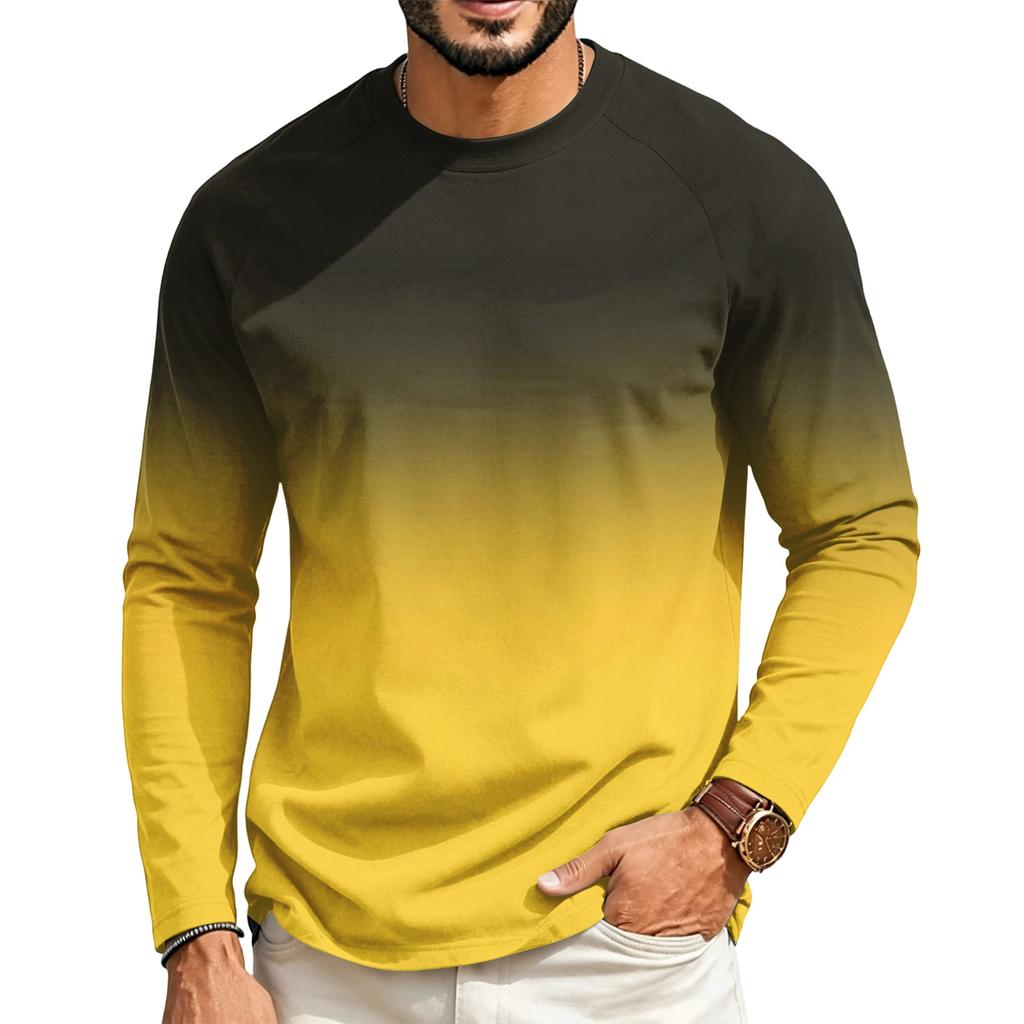 Men's Raglan Long Sleeve T-Shirt Neck Casual Top for Everyday Wear