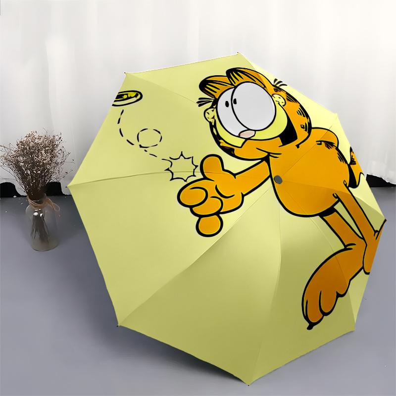 Garfield Outdoor Umbrella with Automatic Open/Closed Mechanism, Foldable Design, 8-Rib Iron Frame - Perfect Gift for Fans and Travelers01042