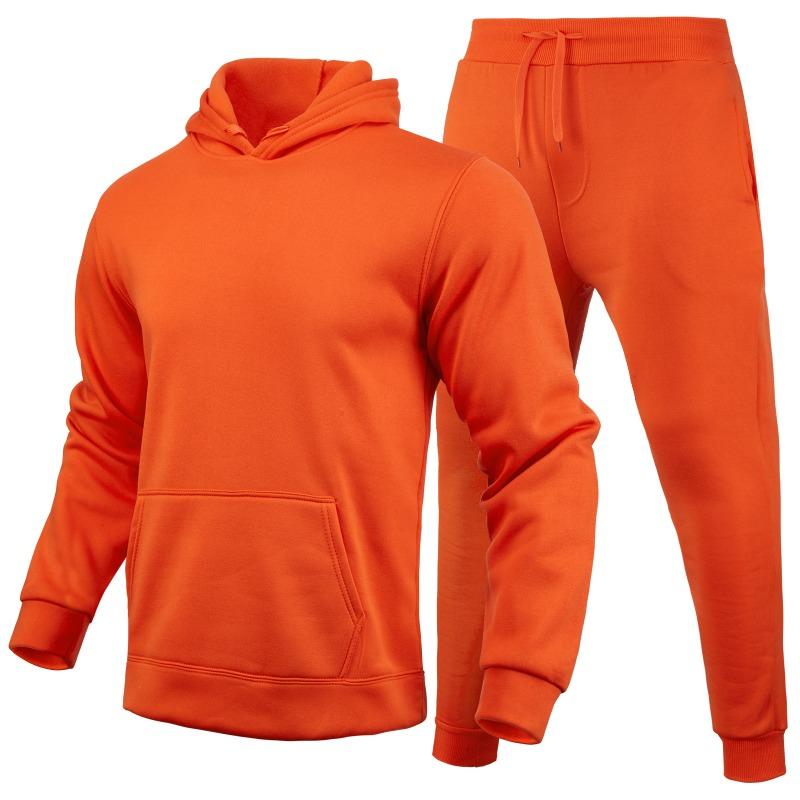 Frühling Herbst Slim Fit Einfarbig Hoodie Set Urban Casual Pullover Herrenbekleidung Hosen Sets
