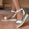 Maogu Summer 2024 Plus Size 43 Casual Ladies Wedge Heels Sandals Non Slip Platform Sandalias White Ankle Strap Sandals for Women