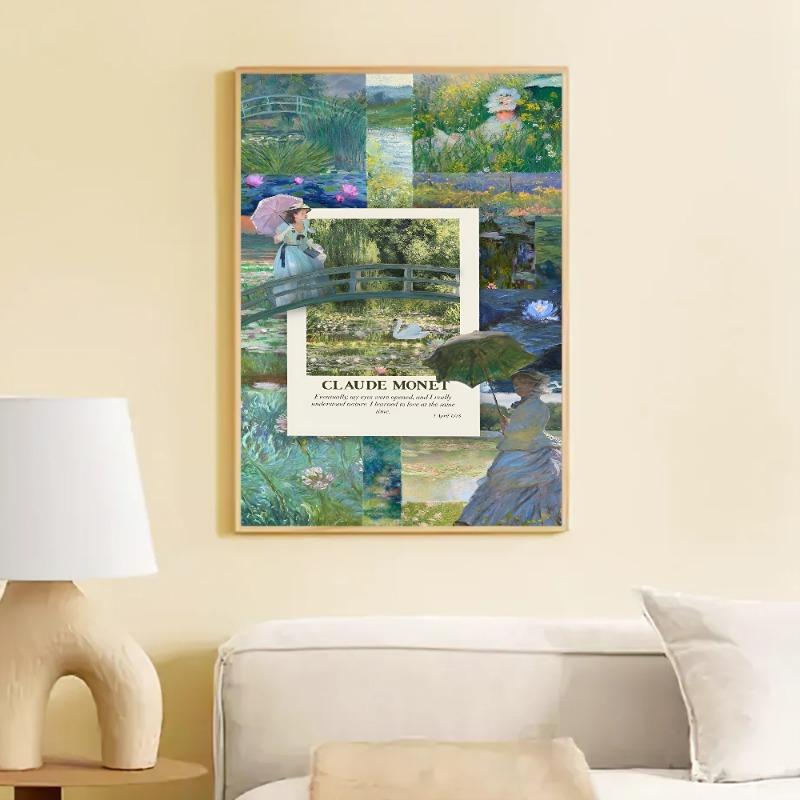 Famous Claude Monet DIY Sticky Poster Vintage Room Bar Cafe Decor Home Decor