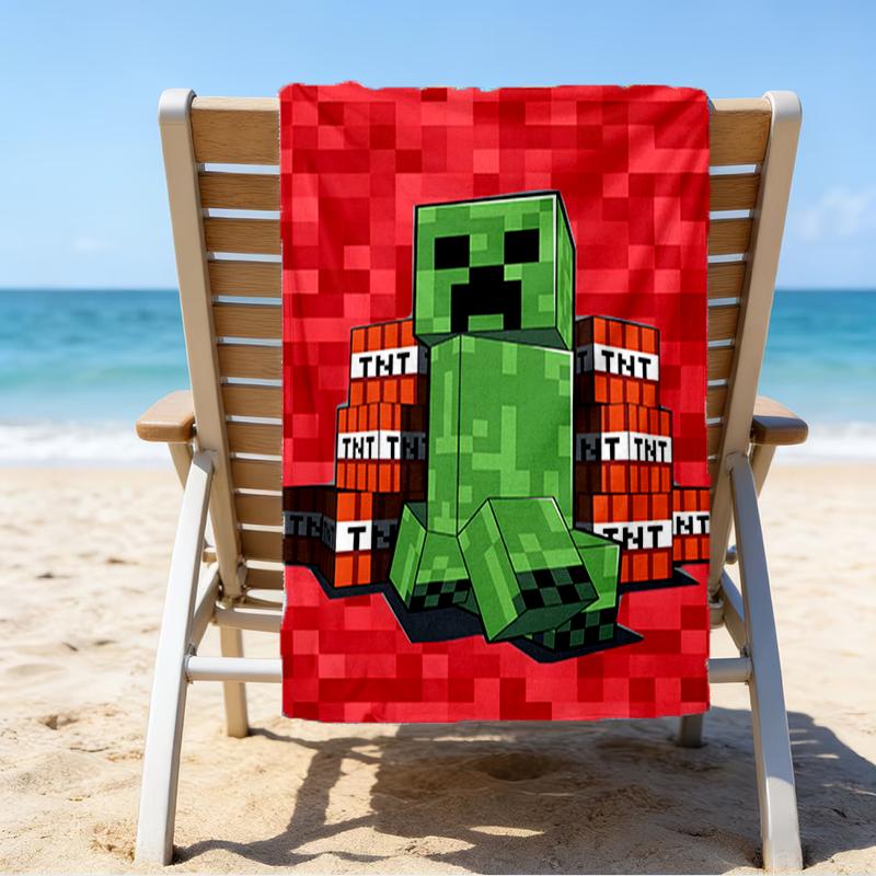 Mine-craft game Beach Towel - Soft, Absorbent Microfiber, Lightweight, Ideal for The Beach, Parties, Travel, Camping fan gifts