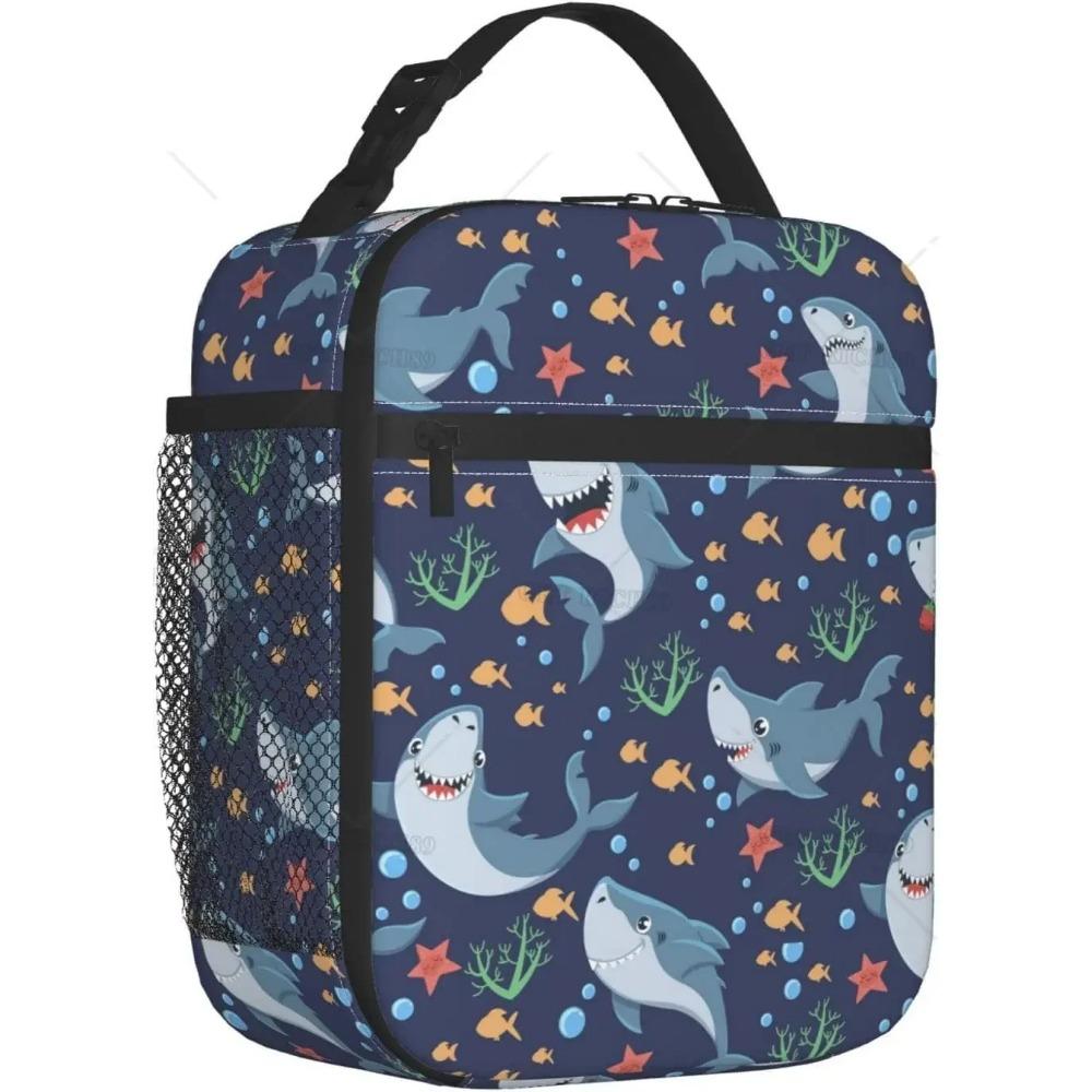 Shark Cute Underwater Animal Portable Lunch Bag for Women/Men Insulated Reusable Lunch Box for Office Work School Picnic Beach