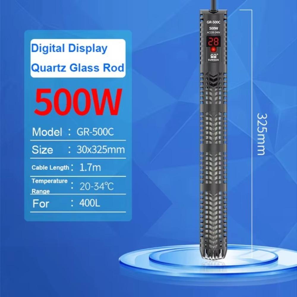 Adjustable Temperature Aquarium Submersible Heater LCD Display Heating Rod  Fish Tanks