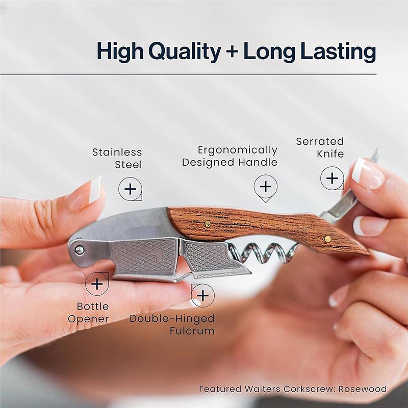 3 In 1 Waiter Corkscrew Wine Opener Wooden Handle Heavy Duty Corkscrews Cork Openers Manual Restaurant Wine Key JT331