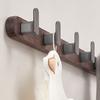 Walnut Wood Wall Hook Black Grey Aluminum Creative 3 4 5 Row Hooks for Bathroom Bedroom Decorative Coat Towel Key Holder Hanging