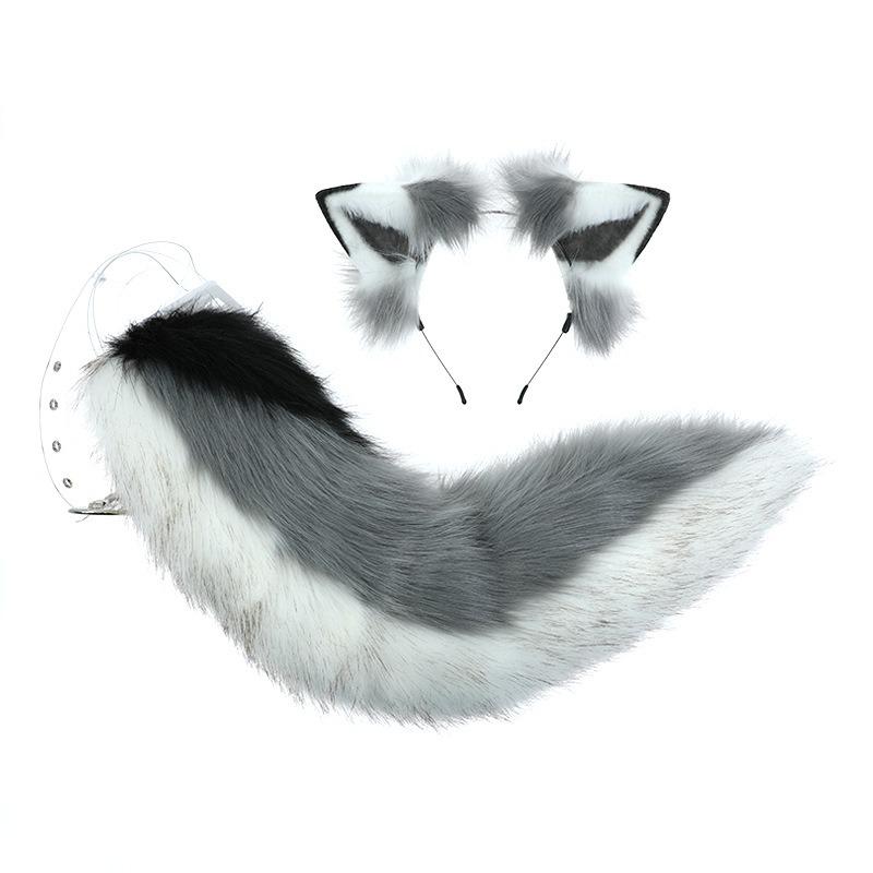 A Simulated Animal Ear Tail Suit, Naughty Husky Plush Accessories, Headgear, Hair Accessories, Headband.