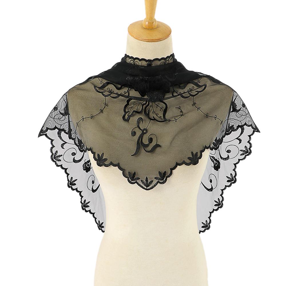 Embroidered Lace Triangle Scarf Prayer Veil Church Hijab Towel Women Veil Solid Floral Triangle Scarf Headband Hijabs