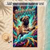 Pug Theme Soft Beach Towel Personalized Custom Name Text Towel Portable for Beach Pool Travel