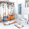 Shower Curtain Set Including Rugs Mats Hooks Bathroom Thanksgiving Decor, 4 Piece
