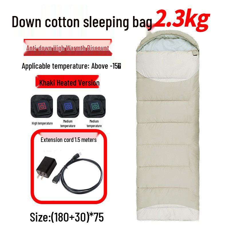 USB Heated Washable Sleeping Bag for Adults - Thickened, Warm, and Cold-Protective for Spring, Autumn, and Winter Camping.