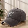 Fishhook Creative Design Pattern Printed Baseball Cap Fishing Hat Washed Retro Peaked Cap Sweat-absorbent and Breathable Hat
