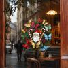Seasonal Home Decoration Christmas Wreath Window Sticker, Stained Glass Style, Removable Santa Butterfly Candy Family Holiday Gift Ideas Cane