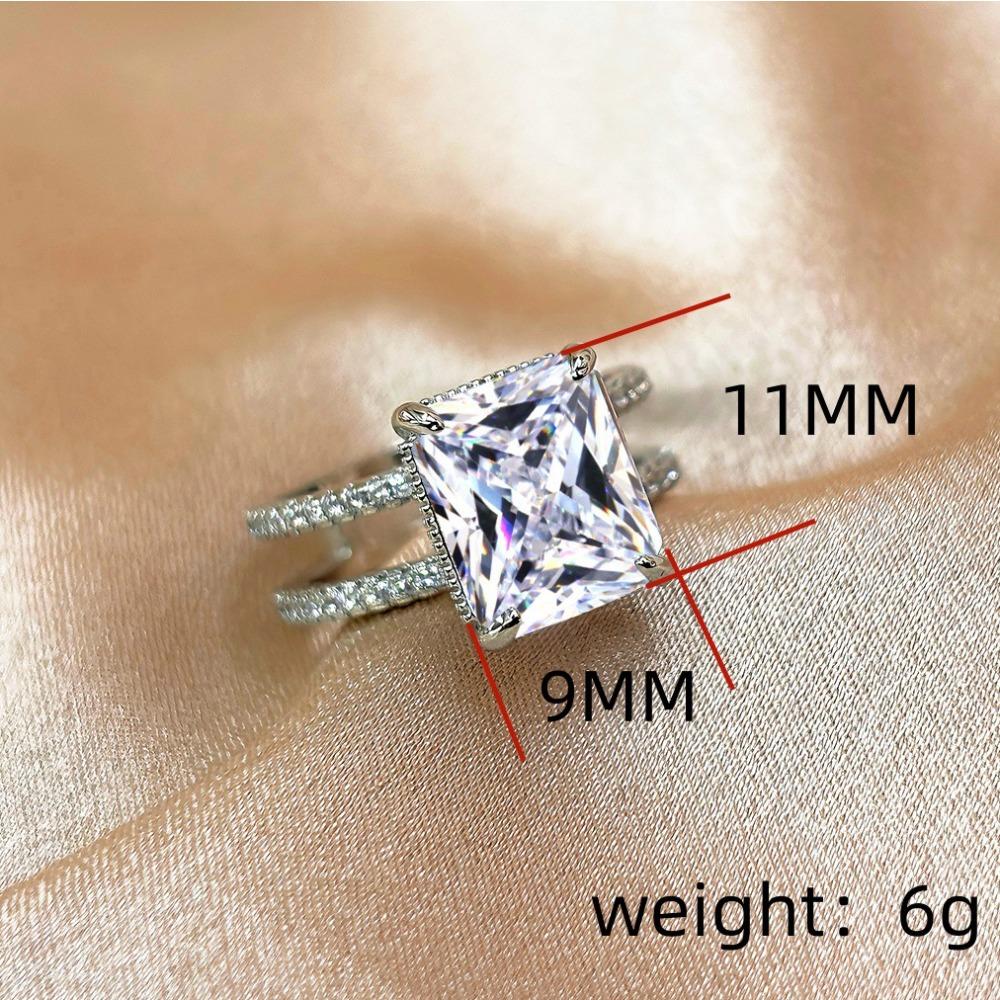 Women Double Layer Princess Cut High Carbon Diamond Ring for Engagement Wedding Anniversary Gift