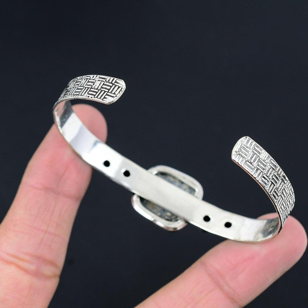 Radiant Maligano Jasper Gemstone Spinel Sister Artisan Unique Bangle 925 Silver