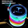 ITZLW1 2Pcs Car LED Coaster Light Water Cup Bottle Holder Interior Mat for Tesla Model 3 Model S Roadster Cybertuck Model X Model Y