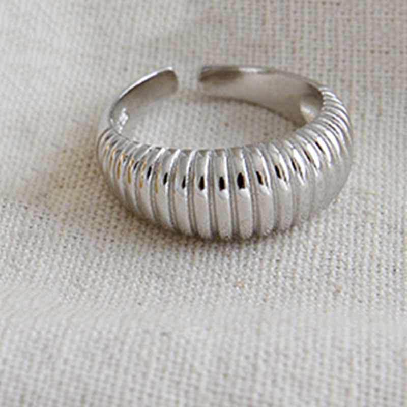 Korean Style S925 Retro Wave Index Finger Ring for Women - Adjustable  Trendy Adjustable Open Ring