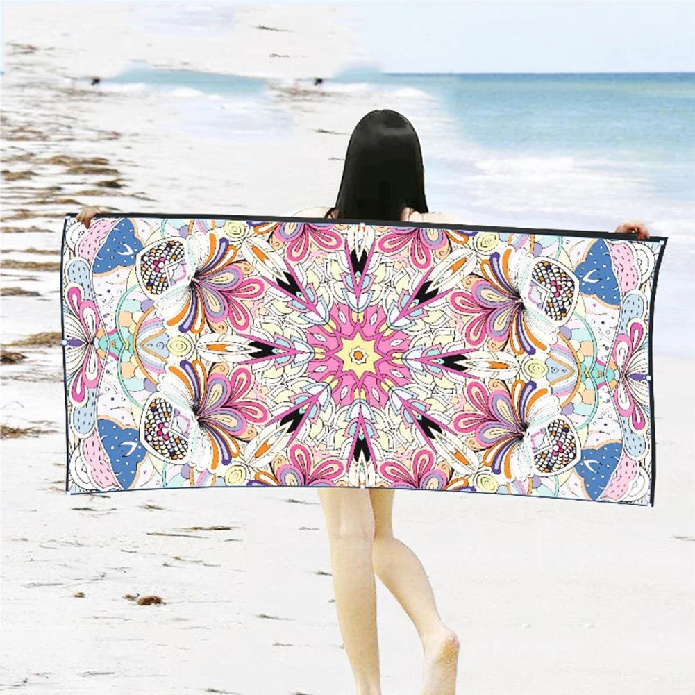 Summer Beach Towel Adult Absorbent Beach Towel Boho Geometric Pattern Quick Dry Bath Towel Travel Picnic Yoga Blanket Women Gift