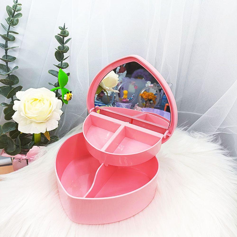 Sundries Container Desktop Cosmetic Organizer Girls Makeup Storage Box Heart-shaped Jewelry  Box