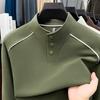 Autumn and Winter New Cationic German Velvet Tide Brand Casual Pullover Men's Long-sleeved Button-up Top Bottoming Shirt Sweater