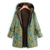 Womens Winter Warm Outwear Floral Print Hooded Pockets Vintage Oversize Coats