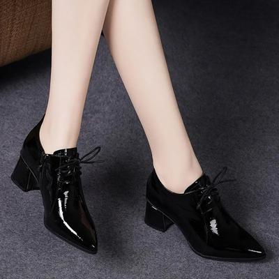 Women Casual Sweet High Quality Black Patent Leather Lace Up Ankle Boots Lady Cool Comfort Spring Boots for Sexy Party Ab231