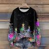 Long Sleeve Pullover Sweaters For Women O Neck Casual Cute Printing Knit Oversized Sweater