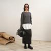 LESS 2025 Winter H-Shape Loose Crew Neck Knit Sweater