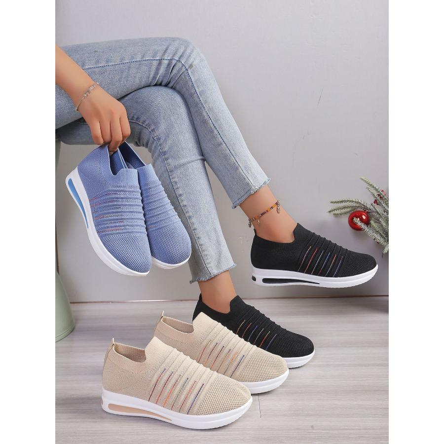 2025 Fall New Arrival Women's Chunky Sole Platform Sneakers - Sporty Knit Casual Shoes