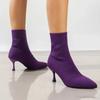 Fashion Women Elastic Sock Boots Autumn Winter Stiletto High Heels Knitted Ankle Boots Woman Slip-On Pointed Toe High-heeled Botas Mujer