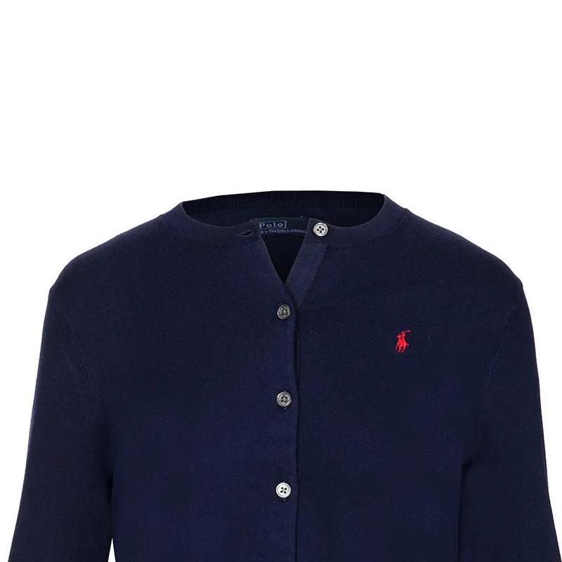 Polo Ralph Lauren SS23 Logo Embroidered Single-Breasted Long Sleeve Knit Sweater Women sweater Navy-Blue 211891672-002