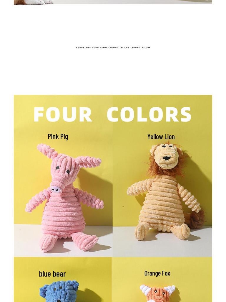 Interactive Cartoon Animal Plush Toy - Bite-Resistant Teething and Sounding Toy for Dogs, Ideal for Boredom Relief